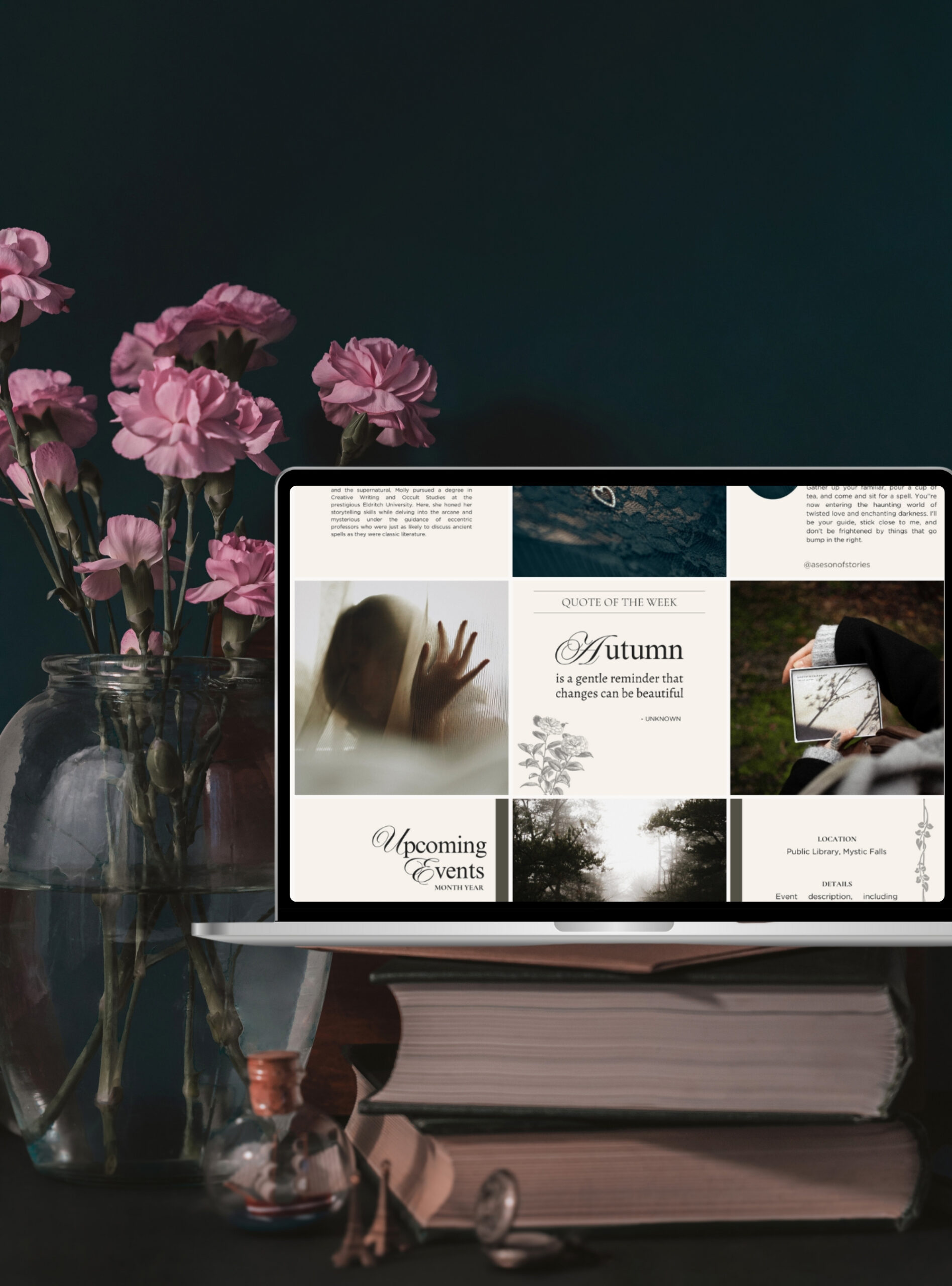 dark academia aesthetic shown on a social media feed showcasing gothic social media trends.